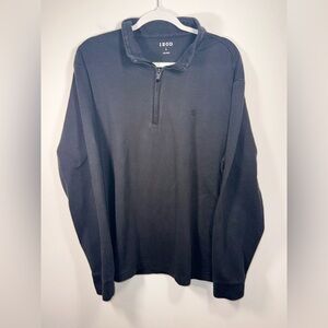 Izod Mens Black Long Sleeve Quarter-Zip Collared Sweater Pullover Size Large